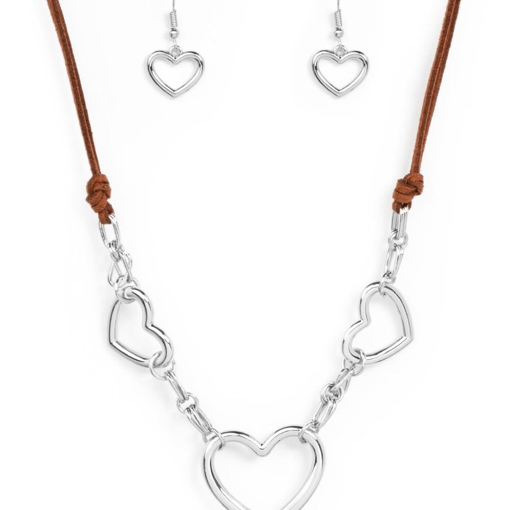 Fashionable Flirt - Brown Necklace and Earrings Set